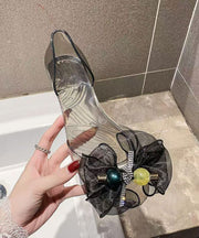 Fashion Black Bow Splicing Clear Sandals Peep Toe