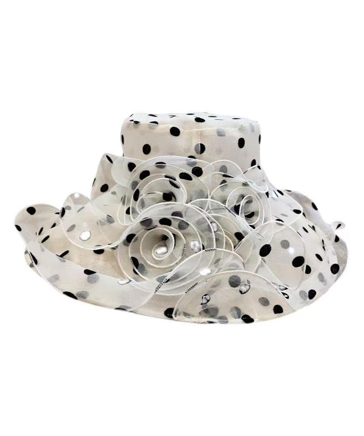 Fashion Black Breathable Organza Dot Flower Sun Hat