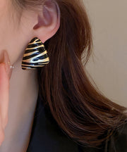 Fashion Black Copper Alloy Triangl Stud Earrings