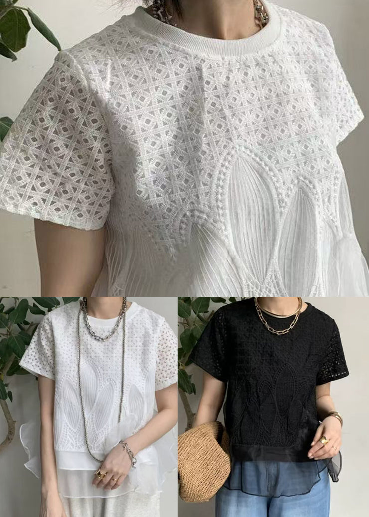Fashion Black Embroideried Patchwork Tanks Summer