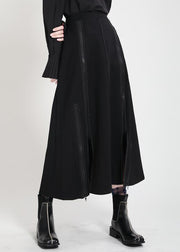 Fashion Black High Waist Side Open A Line Skirts Summe