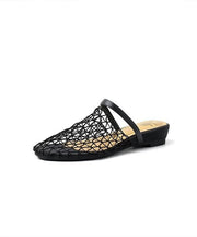 Fashion Black Hollow Out Breathable Splicing Slide Sandals