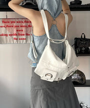 Fashion Black Large Capacity With Pockets Faux Leather Backpack Bag