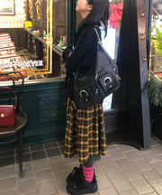 Fashion Black Large Capacity With Pockets Faux Leather Backpack Bag