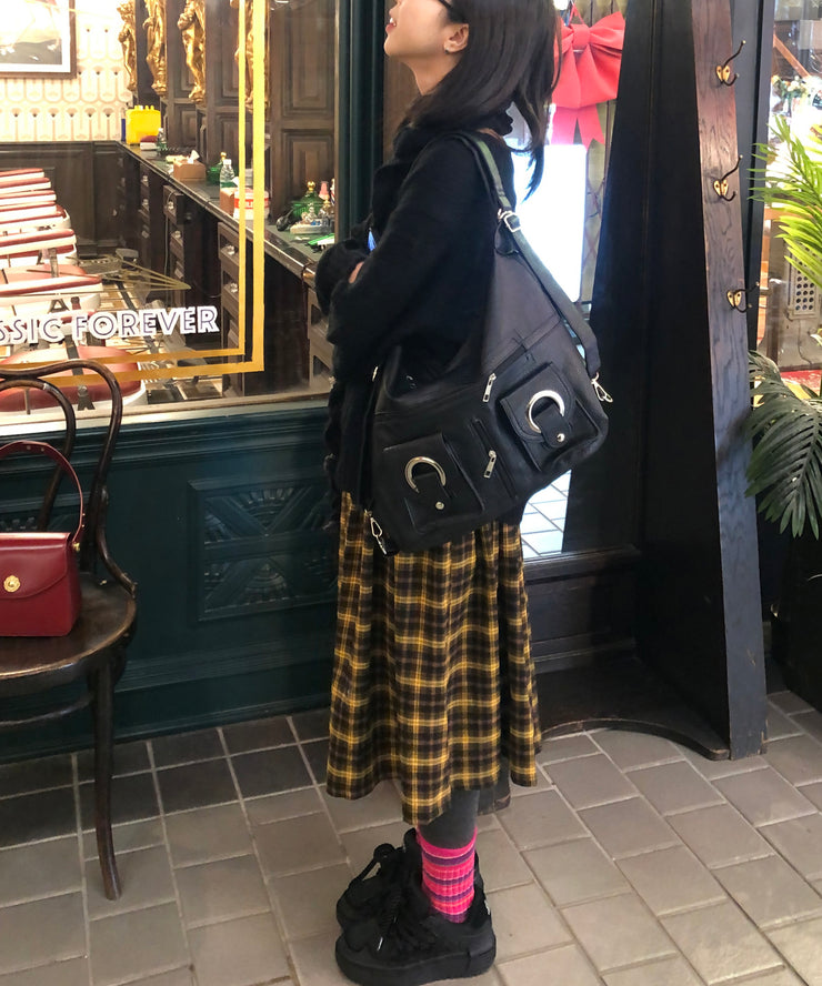 Fashion Black Large Capacity With Pockets Faux Leather Backpack Bag