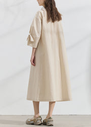 Fashion Black O Neck Bow Loose Cotton Dress Summer