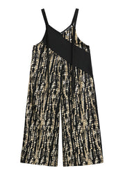 Fashion Black Oversized Patchwork Print Cotton Jumpsuits Summer
