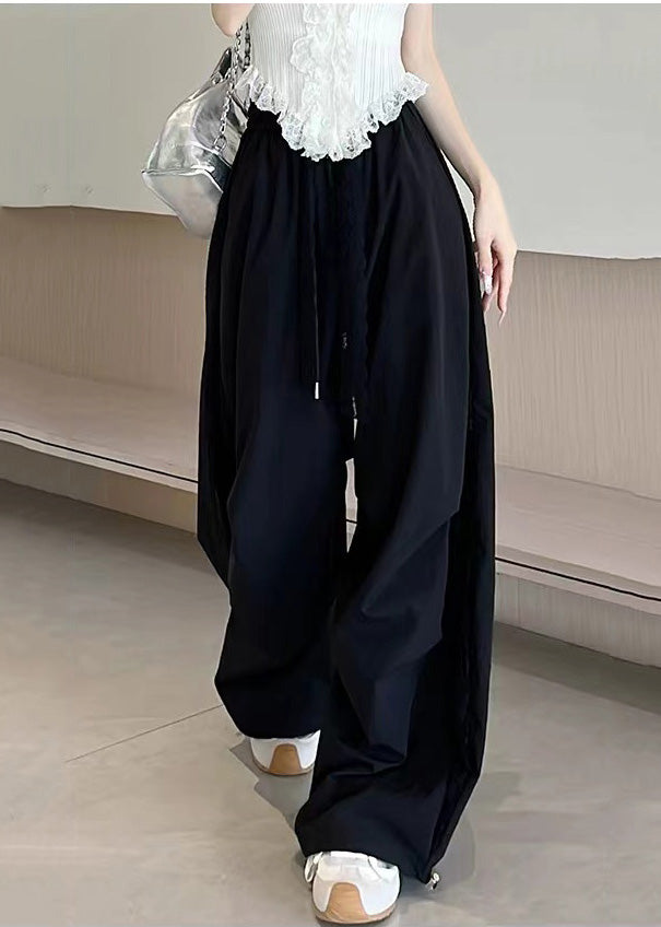 Fashion Black Oversized Patchwork Spandex Pants Fall