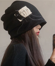 Fashion Black Patch Versatile Cotton Bonnie Hat