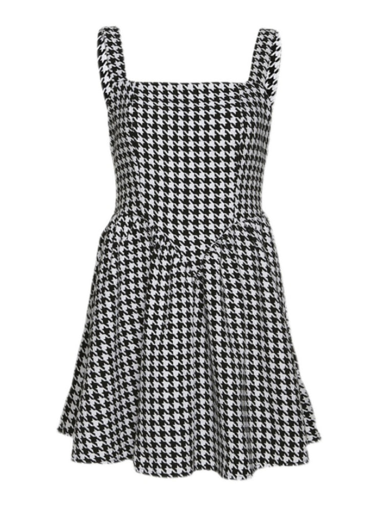 Fashion Black Plaid Cotton Spaghetti Strap Dress Dress Summer