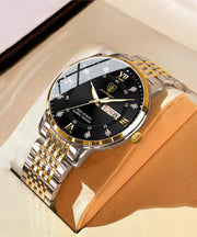 Fashion Black Stainless Steel Waterproof Noctilucent Watches