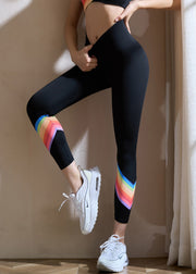 Fashion Black Stripe High Waist Capri Gymshark Yoga Pants