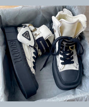 Fashion Blue Canvas Splicing Lace Up Platform Boots