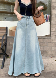 Fashion Blue Exra Large Hem Denim A Line Skirt Fall