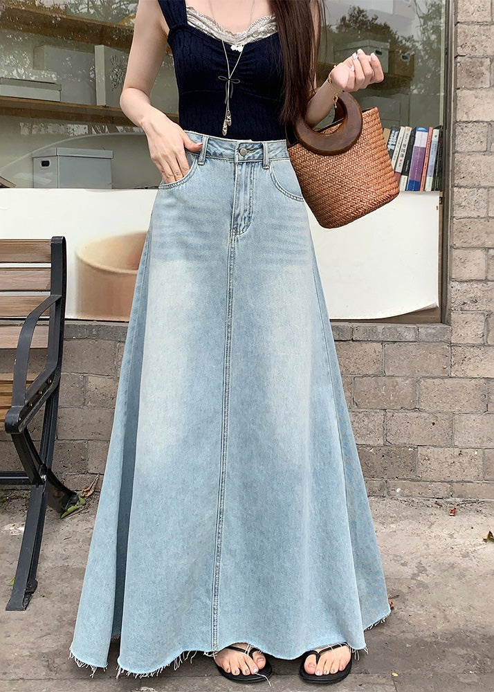 Fashion Blue Exra Large Hem Denim A Line Skirt Fall