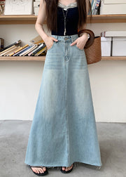 Fashion Blue Exra Large Hem Denim A Line Skirt Fall