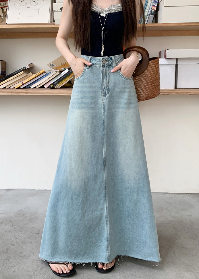 Fashion Blue Exra Large Hem Denim A Line Skirt Fall