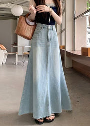 Fashion Blue Exra Large Hem Denim A Line Skirt Fall