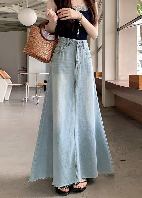 Fashion Blue Exra Large Hem Denim A Line Skirt Fall