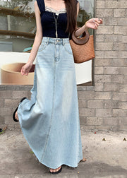 Fashion Blue Exra Large Hem Denim A Line Skirt Fall