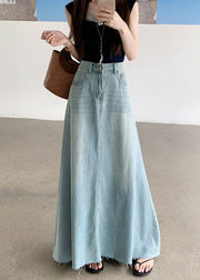 Fashion Blue Exra Large Hem Denim A Line Skirt Fall