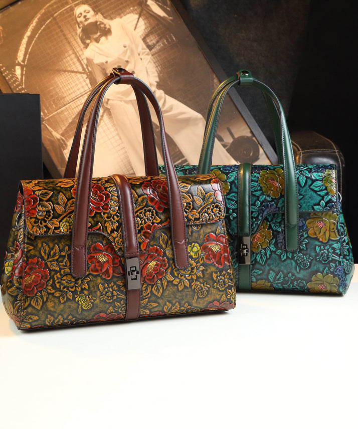 Fashion Boutique Brown Embossed Calf Leather Tote Handbag