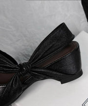 Fashion Bow Splicing Chunky Sandals Silver Sheepskin