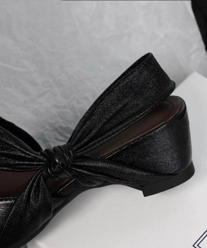 Fashion Bow Splicing Chunky Sandals Silver Sheepskin