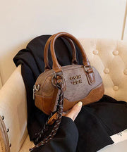 Fashion Brown Faux Leather Patchwork Tote Handbag