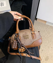 Fashion Brown Faux Leather Patchwork Tote Handbag