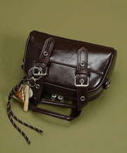Fashion Brown Pendant Decorated Faux Leather Micro Bag