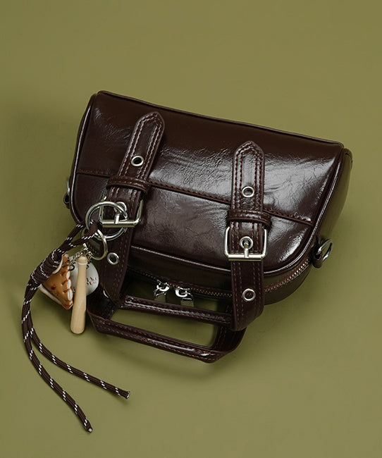 Fashion Brown Pendant Decorated Faux Leather Micro Bag