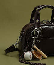 Fashion Brown Pendant Decorated Faux Leather Micro Bag