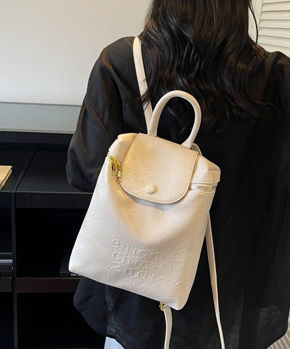 Fashion Coffee Large Capacity Faux Leather Backpack Bag