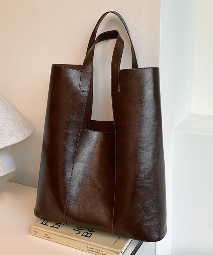Fashion Coffee Large Capacity Faux Leather Shoulder Bag