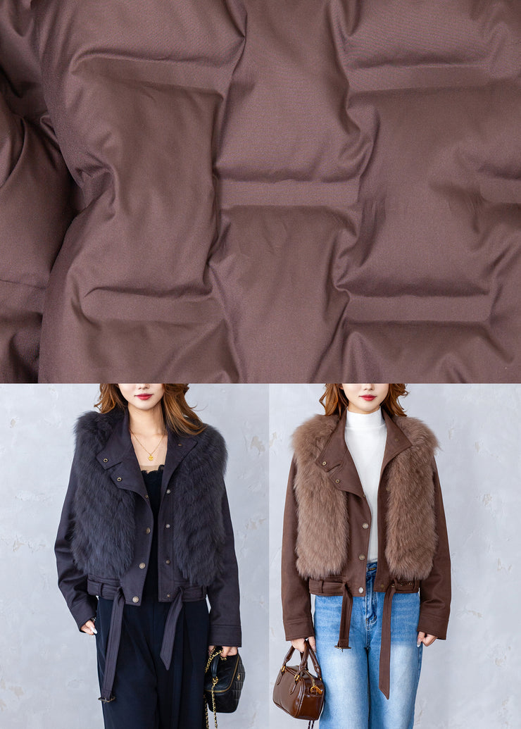 Fashion Coffee V Neck Warm Leather And Fur Waistcoat Winter