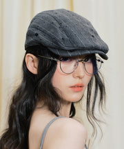 Fashion Dark Grey Striped Thin Breton Hat