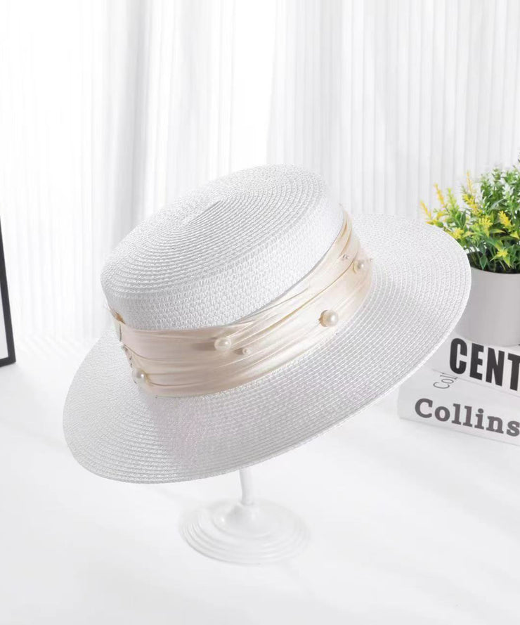 Fashion Fine Khaki Nail Bead Straw Woven Cloche Hat