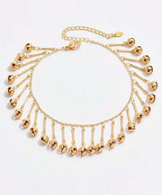 Fashion Gold Alloy Bell Hollow Out Tassel Anklets