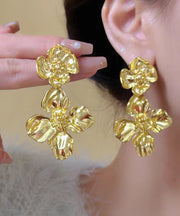 Fashion Gold Ancient Gold Floral Stud Earrings