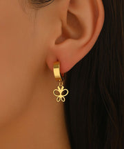 Fashion Gold Copper Alloy Butterfly Hollow Out Drop Earrings