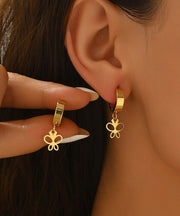 Fashion Gold Copper Alloy Butterfly Hollow Out Drop Earrings