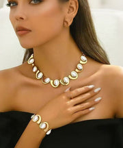 Fashion Gold Copper Necklace And Chain Bracelet Two-Piece Set