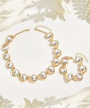 Fashion Gold Copper Necklace And Chain Bracelet Two-Piece Set