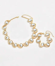 Fashion Gold Copper Necklace And Chain Bracelet Two-Piece Set