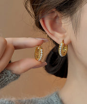 Fashion Gold Copper Overgild Pearl Hoop Earrings