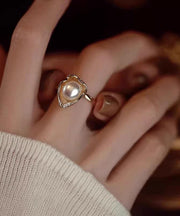 Fashion Gold Copper Overgild Pearl Rings