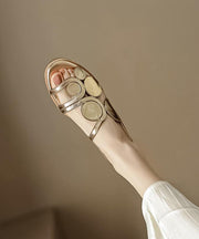 Fashion Gold Flat Sandals Splicing Sheepskin Hollow Out