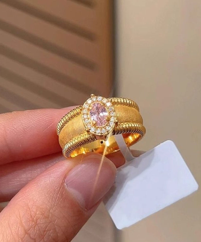 Fashion Gold Sterling Silver Overgild Zircon Open Rings