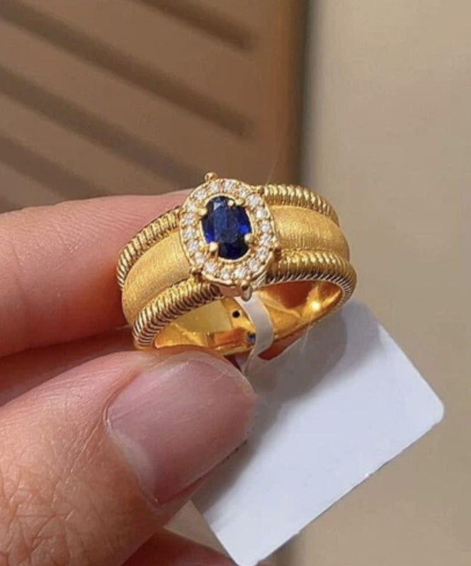 Fashion Gold Sterling Silver Overgild Zircon Open Rings